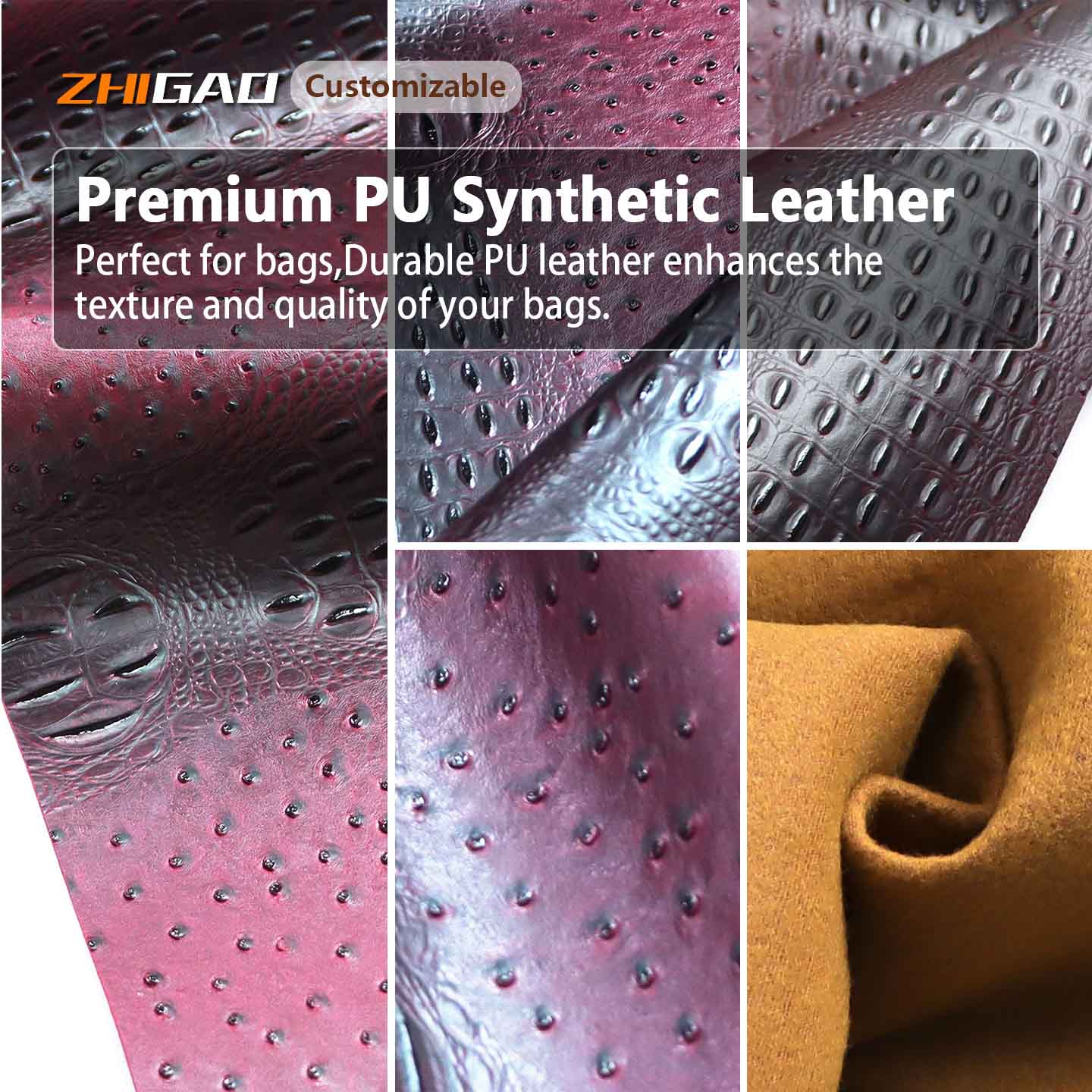 Premium Faux Ostrich Leather Material Premium Faux Ostrich Leather Material