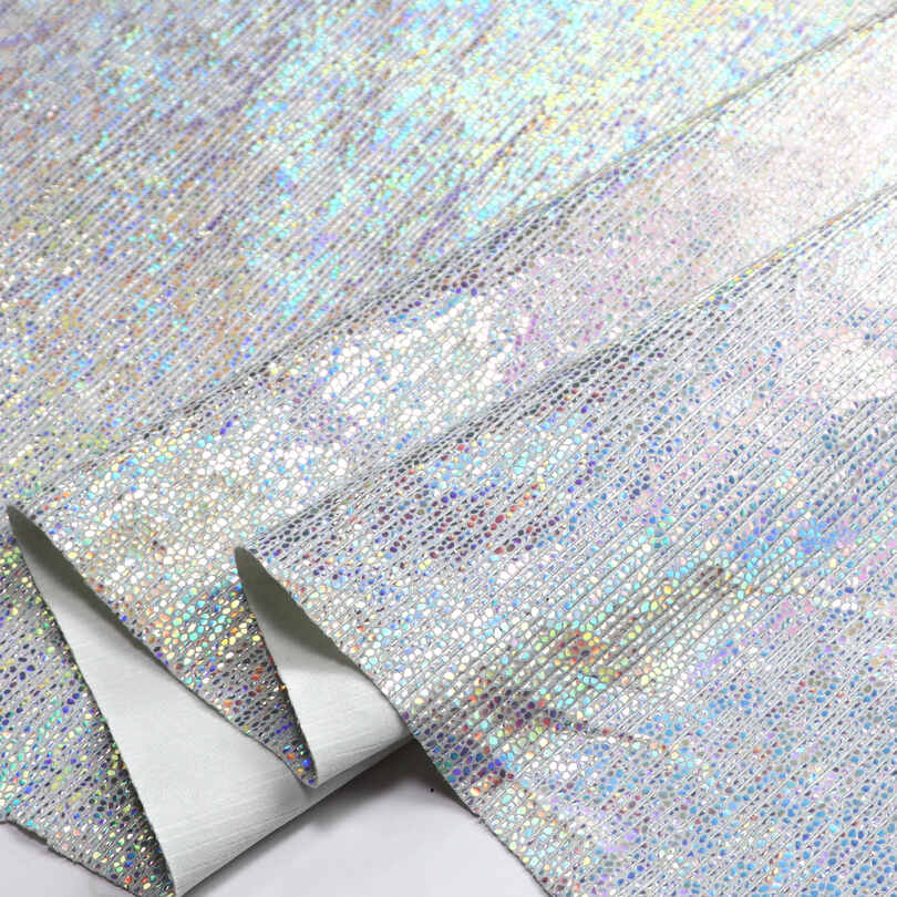 Metallic Crackle Iridescent Shoes Bags PU Faux Leather Fabric Metallic Crackle Iridescent Shoes Bags PU Faux Leather Fabric
